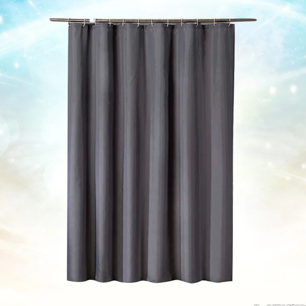

Bath Curtain Dark Grey 180X200 Polyester Waterproof Sturdy Hooks For Home Hotel Dorm Shower Room Solid Color