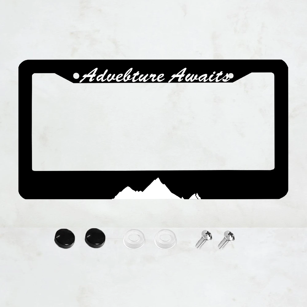 أسود مغامرة ينتظر نمط 2 حفرة إطار لوحة الترخيص مادة الألومنيوم 6x12 بوصة مع المسمار مجموعة هدية تزيين السيارة #2