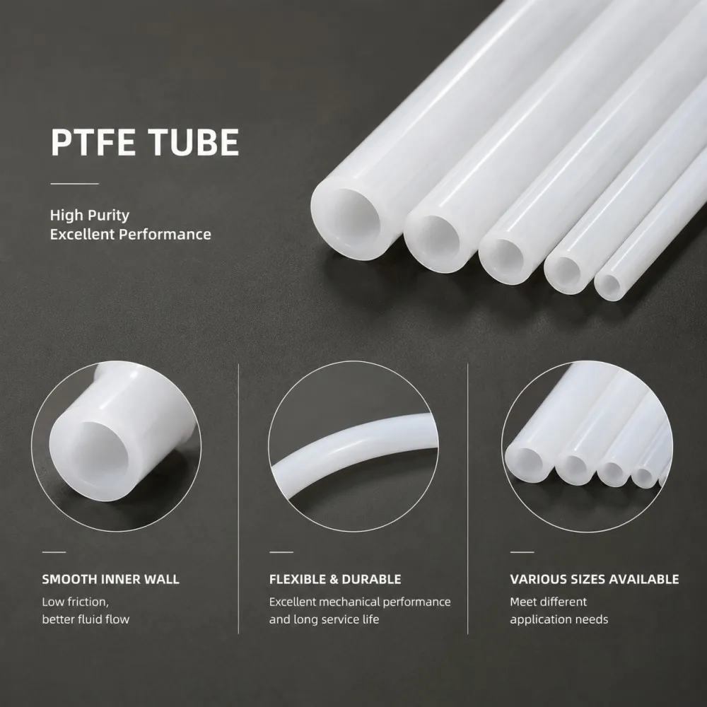 High Temperature Resistance 260 Deg.C White PTFE Tube ID 1mm~14mm Corrosion Resistant Non-Stick Ptfe Electrical Insulation Mater
