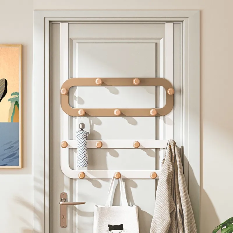 Behind The Door Multiple Wooden Hooks No Drilling Creative Storage Rack Bedroom Hanging Clothes Hooks Door Hanging Hangers ZF889