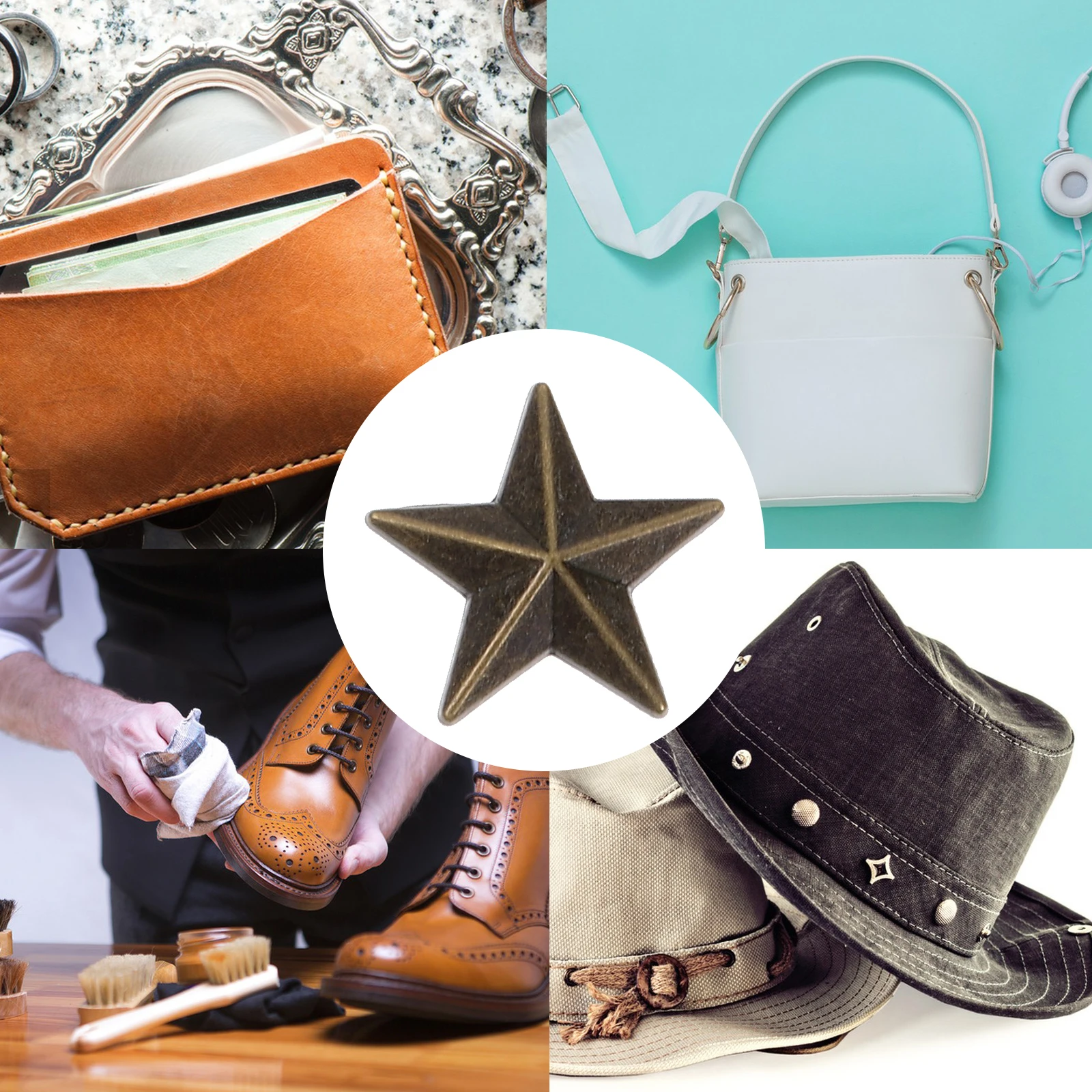 

10Pcs Star Rivets Punk Studs Alloy Spike for Shoes Bags Jackets DIY Craft Decoration Star Rivets Spikes for Clothing