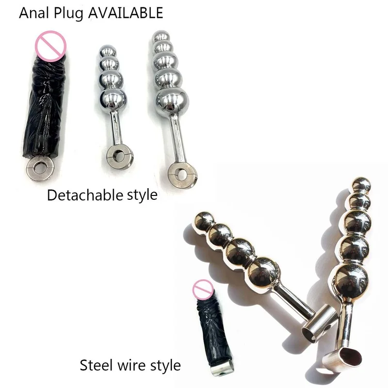 Male Stainless Steel Chastity Belt with Plugs Locking Cock Cage Adjustable Panties Penis Restraint Device Sex Toys for Men Gay