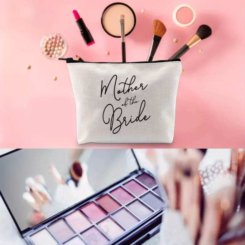 Mother of the Bride Makeup Bag Canvas Cosmetic Bag Wedding Day Gift for Mom bridal shower gift for Mother of the Bride favor