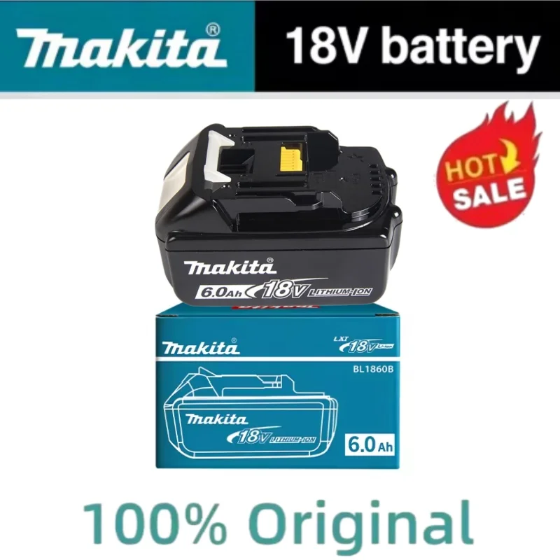 

Аккумулятор Makita, перезаряжаемый литиевый аккумулятор 18В 6.0Ач, оригинальный аккумулятор для инструментов Makita 18В BL1840, BL1830, BL1850, BL1850B.