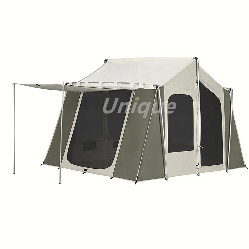 Portable Canvas Cabin Camping Tent, Outdoor Camping, One Room, One Hall, Large Family Tent, Large Space