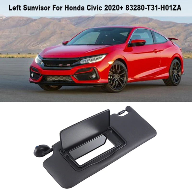 1 Piece Car Front Left Sunvisor Sun Visors With Mirrors Black Plastic For Honda Civic 2020+ 83280-T31-H01ZA