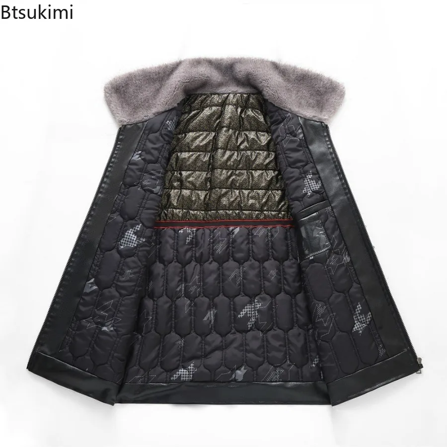 Autumn Winter New Men's Thickened Leather Jackets Fashion Solid Plush PU Leather Coats High Quality Men Warm Windbreaker Jackets