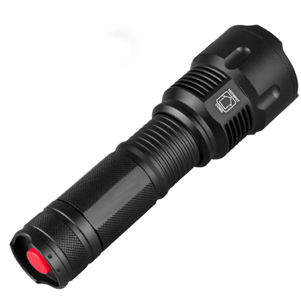 

USB Rechargeable Zoom Flashlight Black Strong Light Torch Outdoor Camping Hiking Fishing Emergency Use