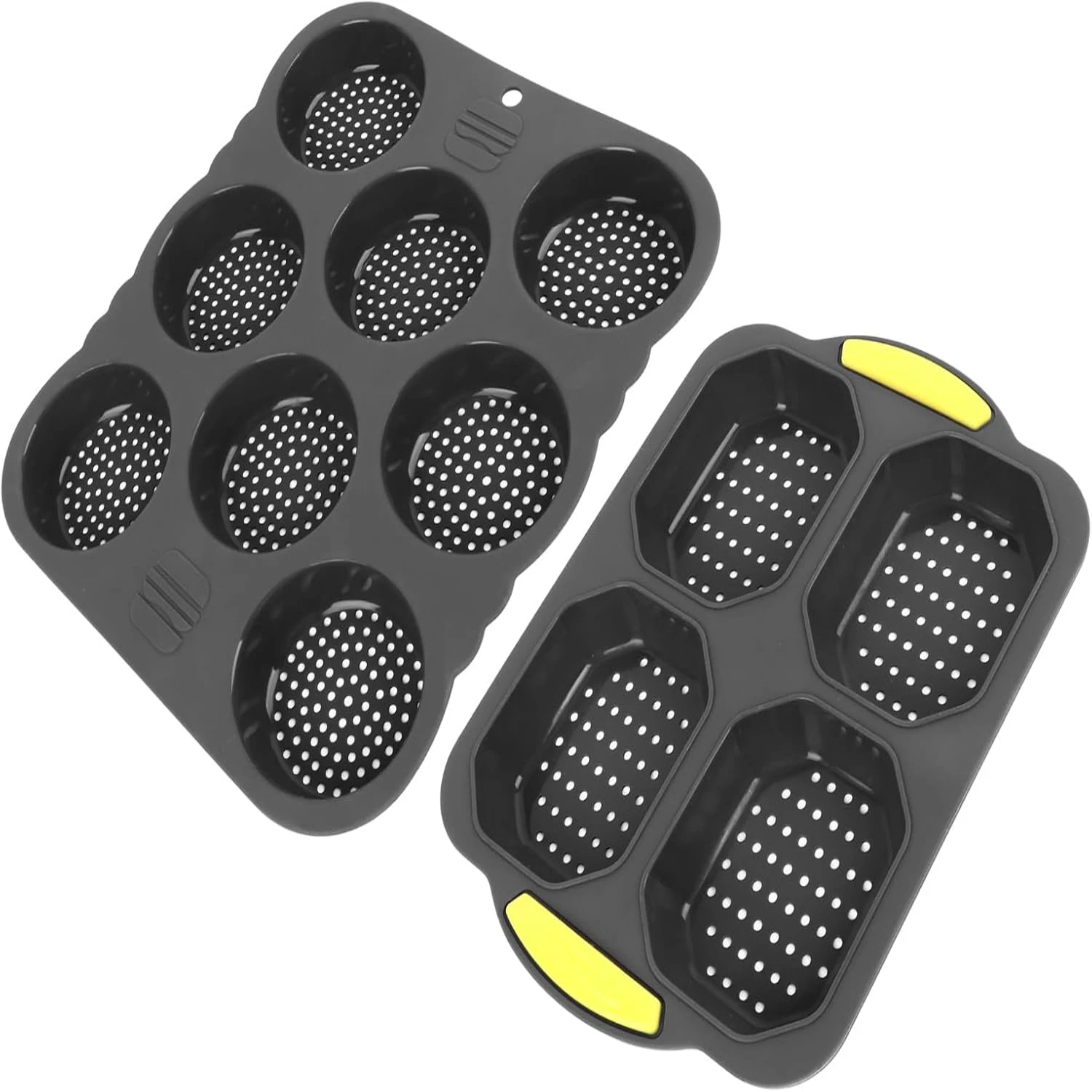 

Versatile and Easy-Clean Silicone Dual Bread Molds - 8 Cavity Hamburger & 4 Cavity Pans - Suitable for Ovens and Microwaves, Per