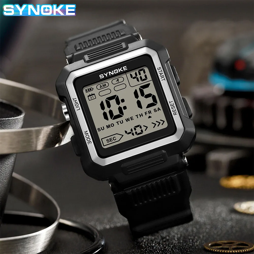 SYNOKE Student Digitale Horloges Heren Sport Lichtgevende Chronograaf Waterdicht Dame Elektronische Militaire Polshorloge Relogio Masculino