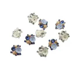 New 10/Piece 20X19MM Alloy Flower Plate Rhinestone Inlaid with Colorful Flowers DIY Hair Ornament Bracelet Necklace