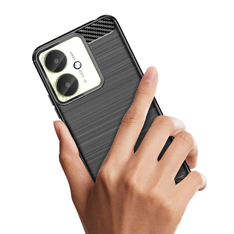 For Xiaomi POCO C65 Case Carbon Fiber Shockproof Case POCO C65 Cover Phone Cover For POCO C65 Case Armor Rubber Protector