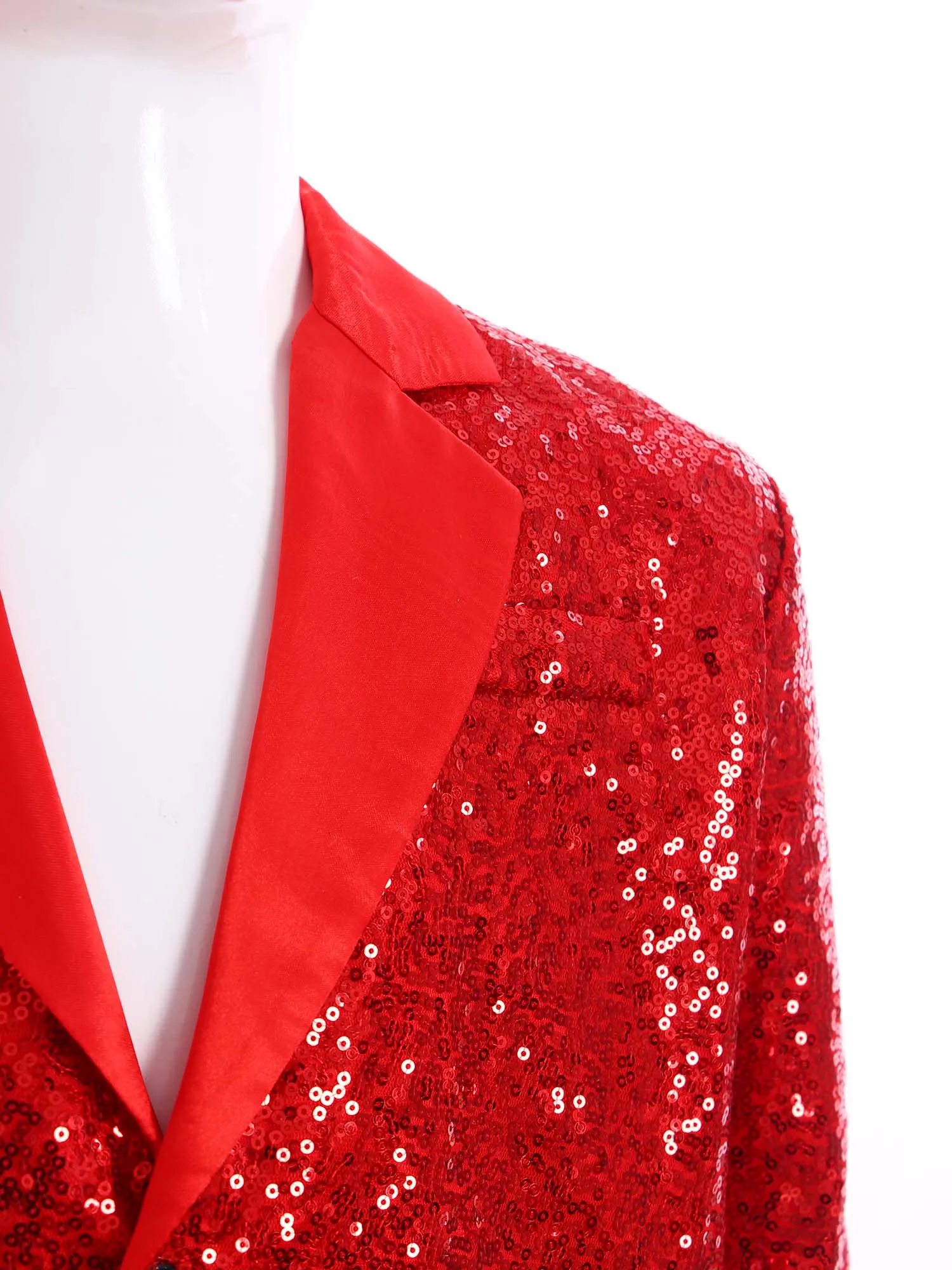 

Kids Girls Disco Jazz Dance Outfit Sparkly Sequins Notched Lapel Long Sleeve Blazer Jacket+Pants Party Stage Performance Costume