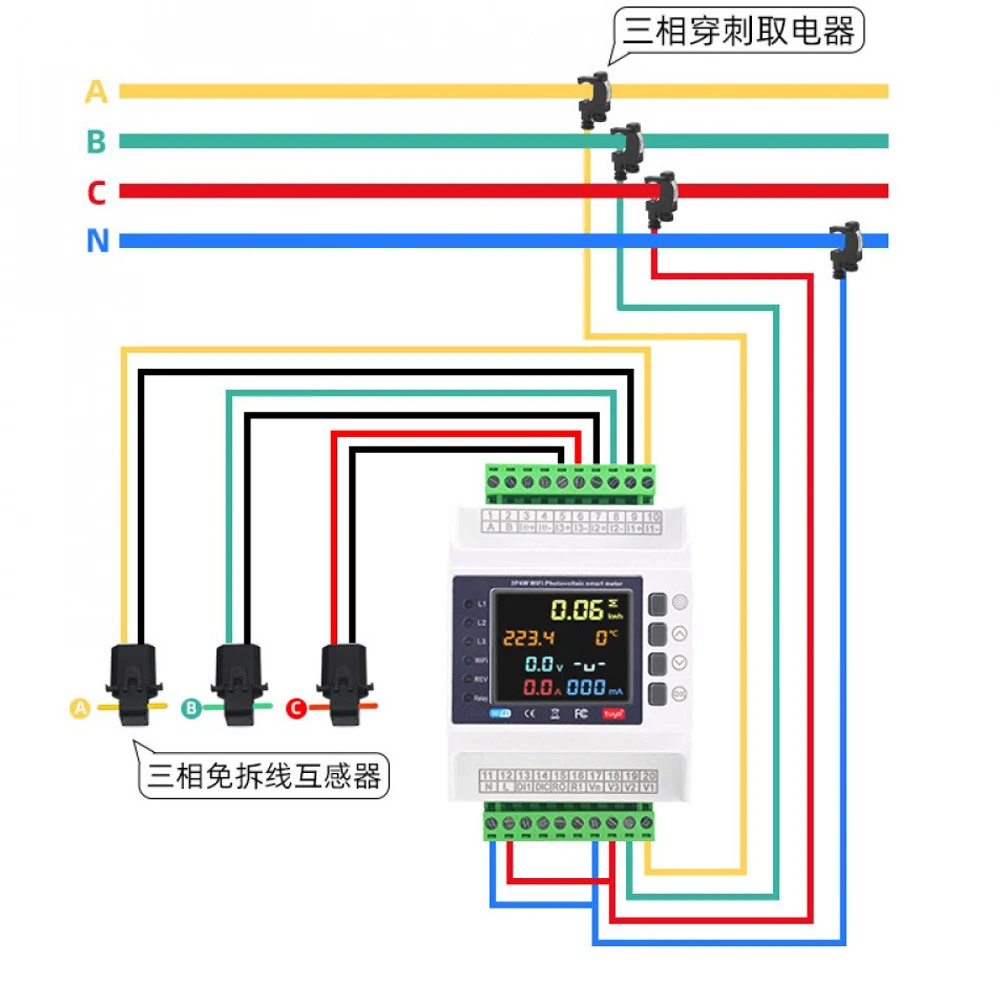 

100/200/1000A WiFi Smart 3 Phase Overvoltage/Undervoltage/Current Automated Integrated Electric Meter
