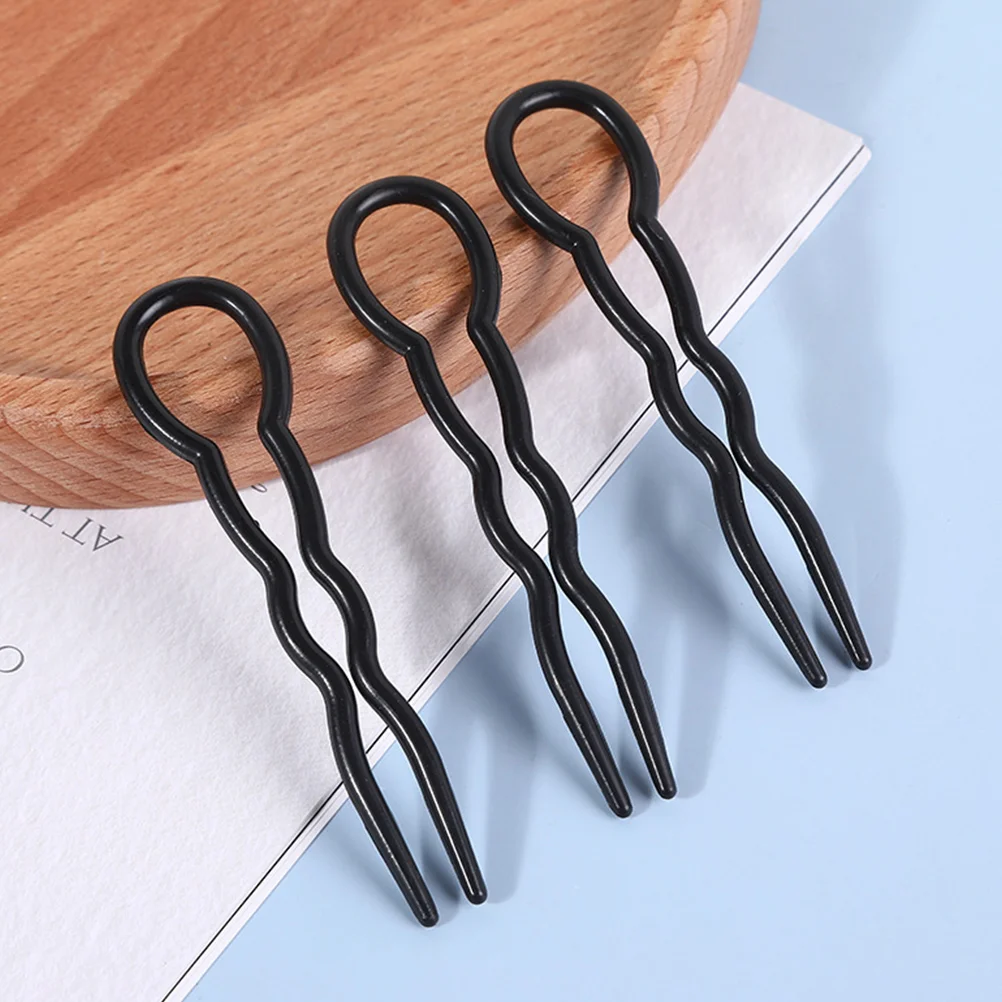 

24 Pcs Wavy Quick Hair Styling Tool U-shaped Fork Pieces (black) Women's Decorative Pins Plastic Sticks