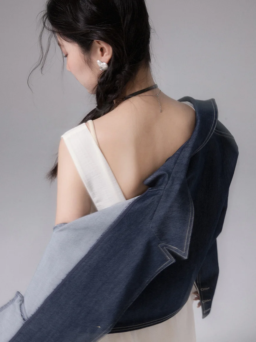 Harajuku Streetwear Denim Jacket Vintage Design Loose Jean Coat Women High Quality Long Sleeve American Outwear