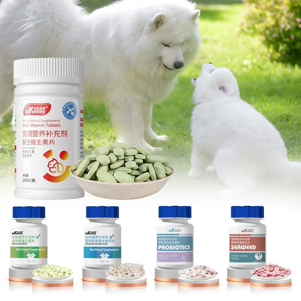 180 Tablets Multivitamin Supplements Beautiful Smooth Hair Trace Minerals For Dogs Improve Immunity Balanced Nutrition Pet P8D5