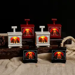 DIY Mini LED Glowing Fireplace Model Trendy Christmas Halloween Gifts Winter Micro Landscape Ornaments DIY Accessories Girls