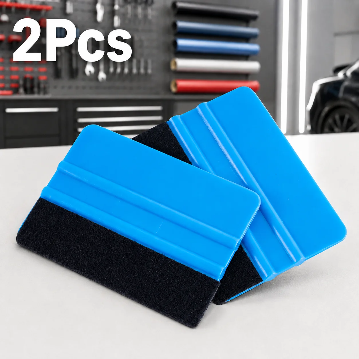 2Pcs Blue Felt Edge Squeegee Set Vinyl Wrap Tool PPF Tool Window Tint Tool Anti Scratch Bubble Remover Applicator Car Wrap Tool