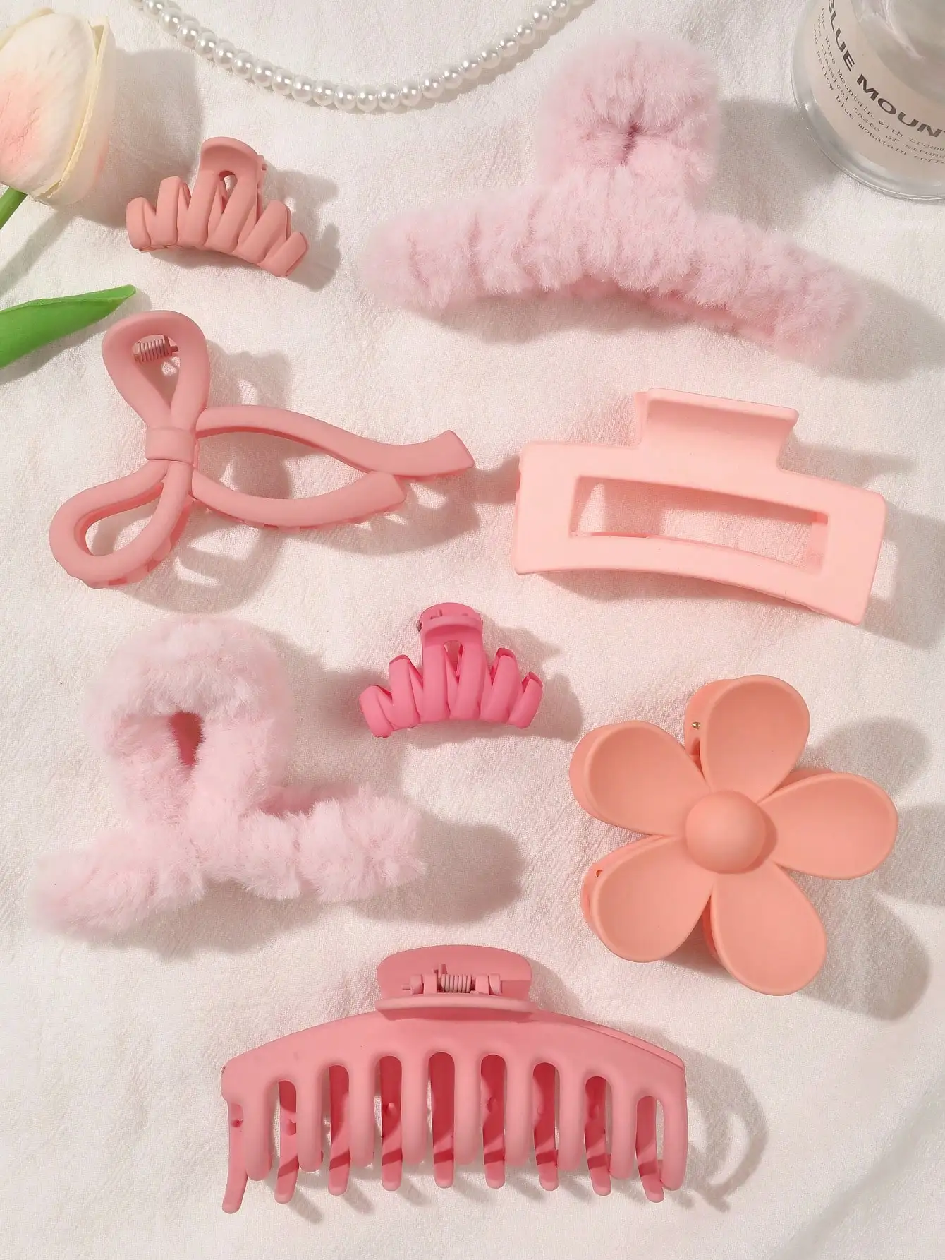 8 Stück Herbst-Winter-Rosa-Mode-Haarschmuck für Frauen, 4,9 Zoll große Haarklammern, matte Bananenklammer, starker Halt, Kieferklammer – Detail 4