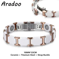 ARADOO Ceramic Titanium Steel Bracelet Ivory White Ceramic Magnetic Strap Buckle Bracelet