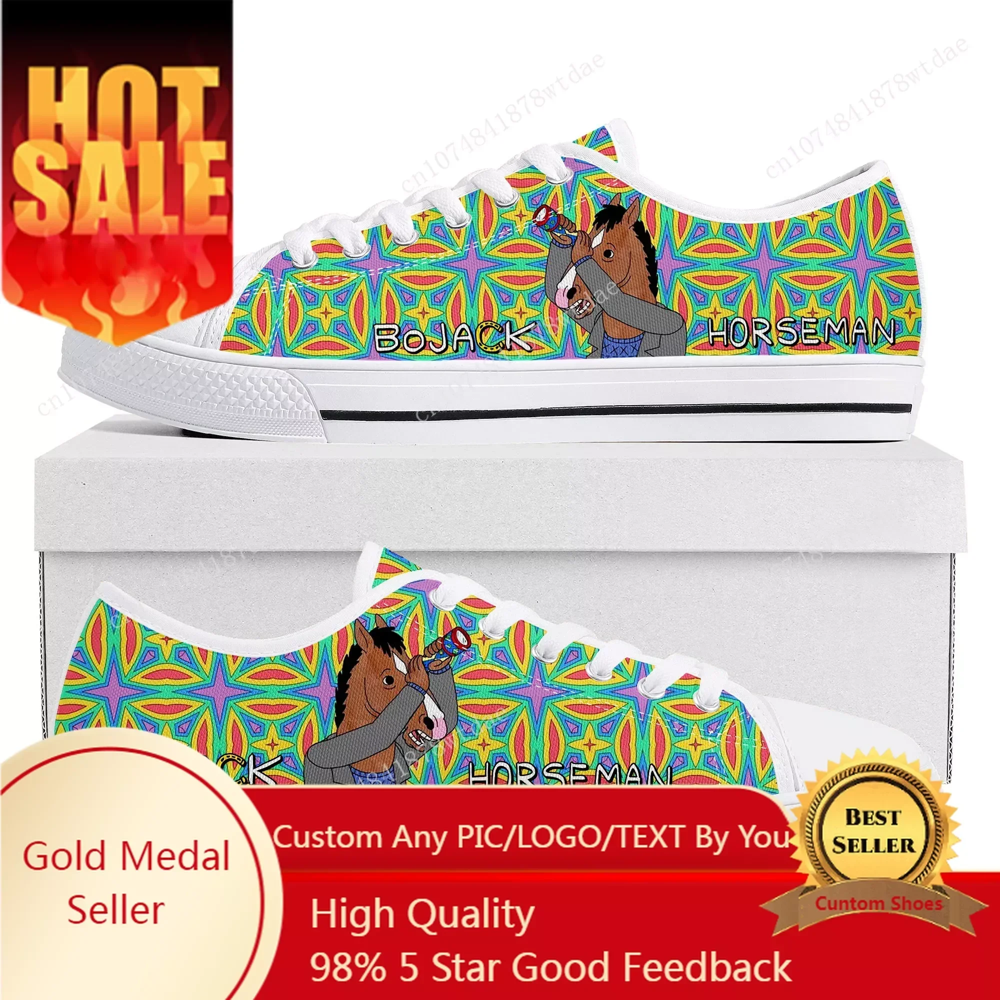 

Horse Man Low Top Sneakers Womens Mens Teenager BoJack High Quality Canvas Sneaker Couple Comics Manga Custom Made Shoes