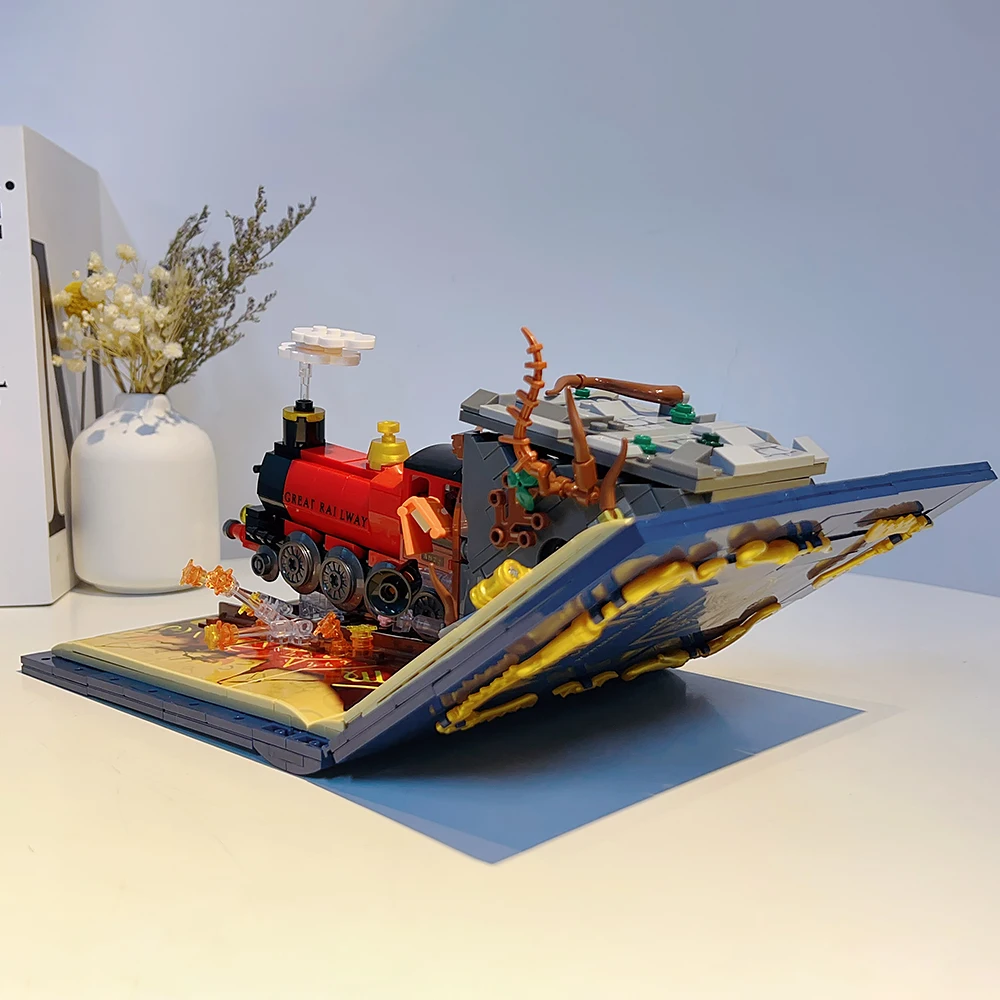 JJ9059 JIE-STAR Ideasm Magic train Books Railway Track 889pcs Building Blocks Toy Home Decoration Assembly ModeL