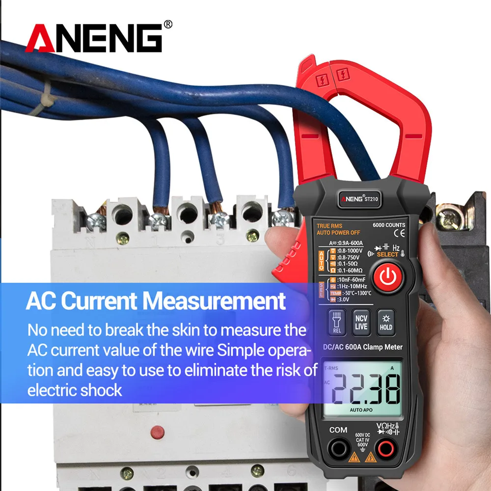 ANENG Professional Digital Multimeter electrician tester tools ST210 polimetro amperimetrica clamp meter DC/AC 600A 6000 counts