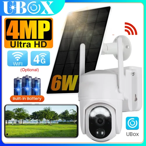 Cámara Solar Ubox 4G 4MP HD cámara de vigilancia de protección de seguridad inalámbrica para exteriores visión nocturna en Color detección humana/animales