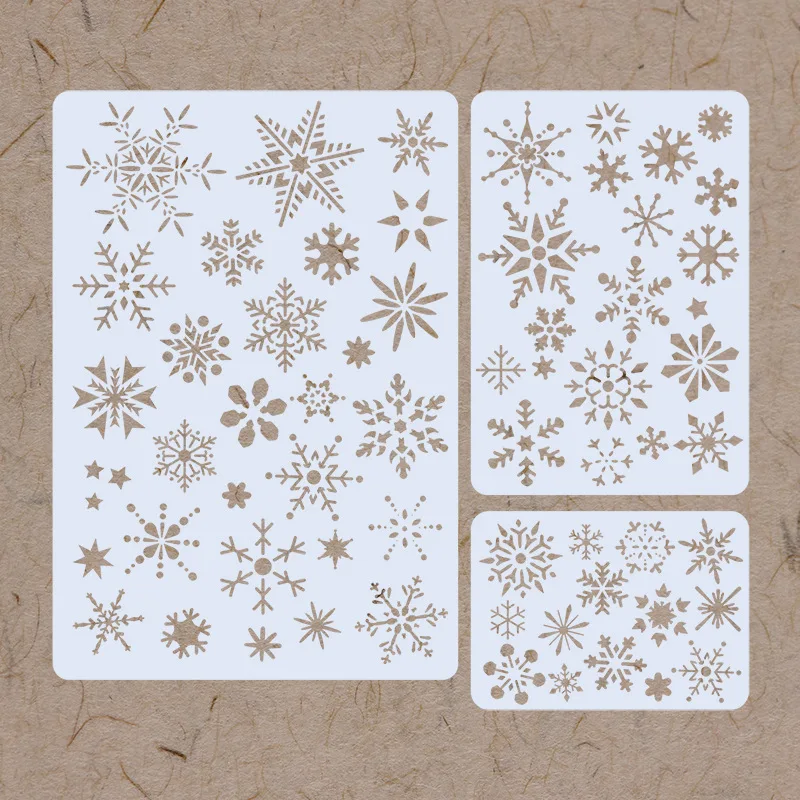 3 Teile/satz Weihnachten Winter Schneeflocken DIY Schichtung Schablonen Wand Malerei Sammelalbum Färbung Präge Album Dekorative Vorlage