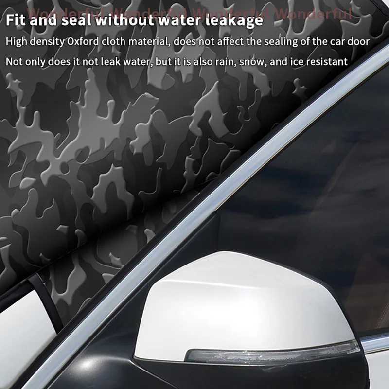 

Anti-Frost and Sun Protection Car Front Window Snow Cover in Camouflage, with Magnetic Strips, Radically Outdoor-Compatible.
