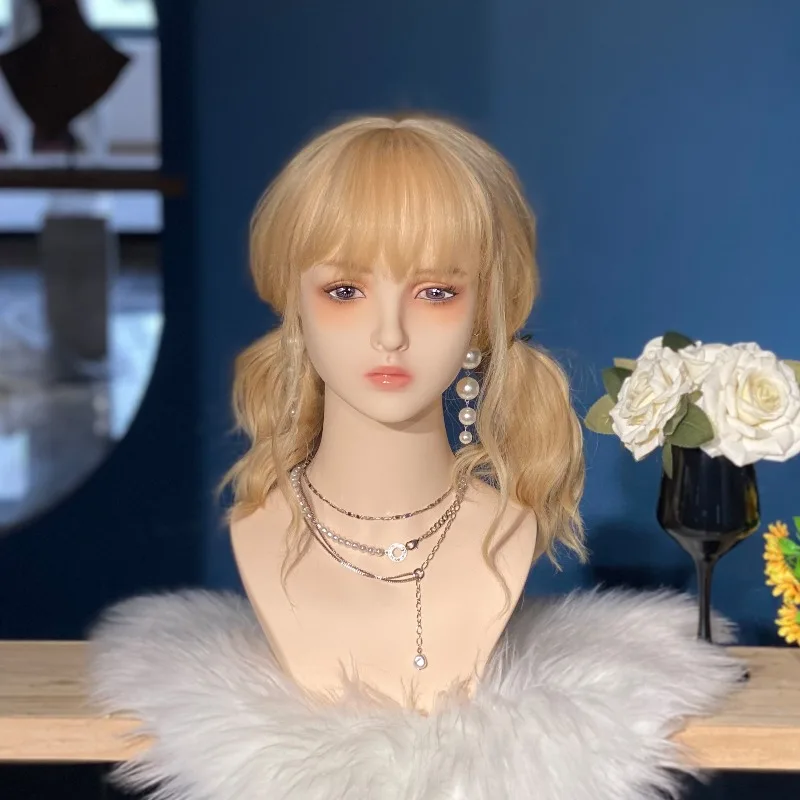 COS Wig Model Simulated Human Head Mold, Earrings, Necklace, Hat Display Props, Wig PVC Dummy Head Mold