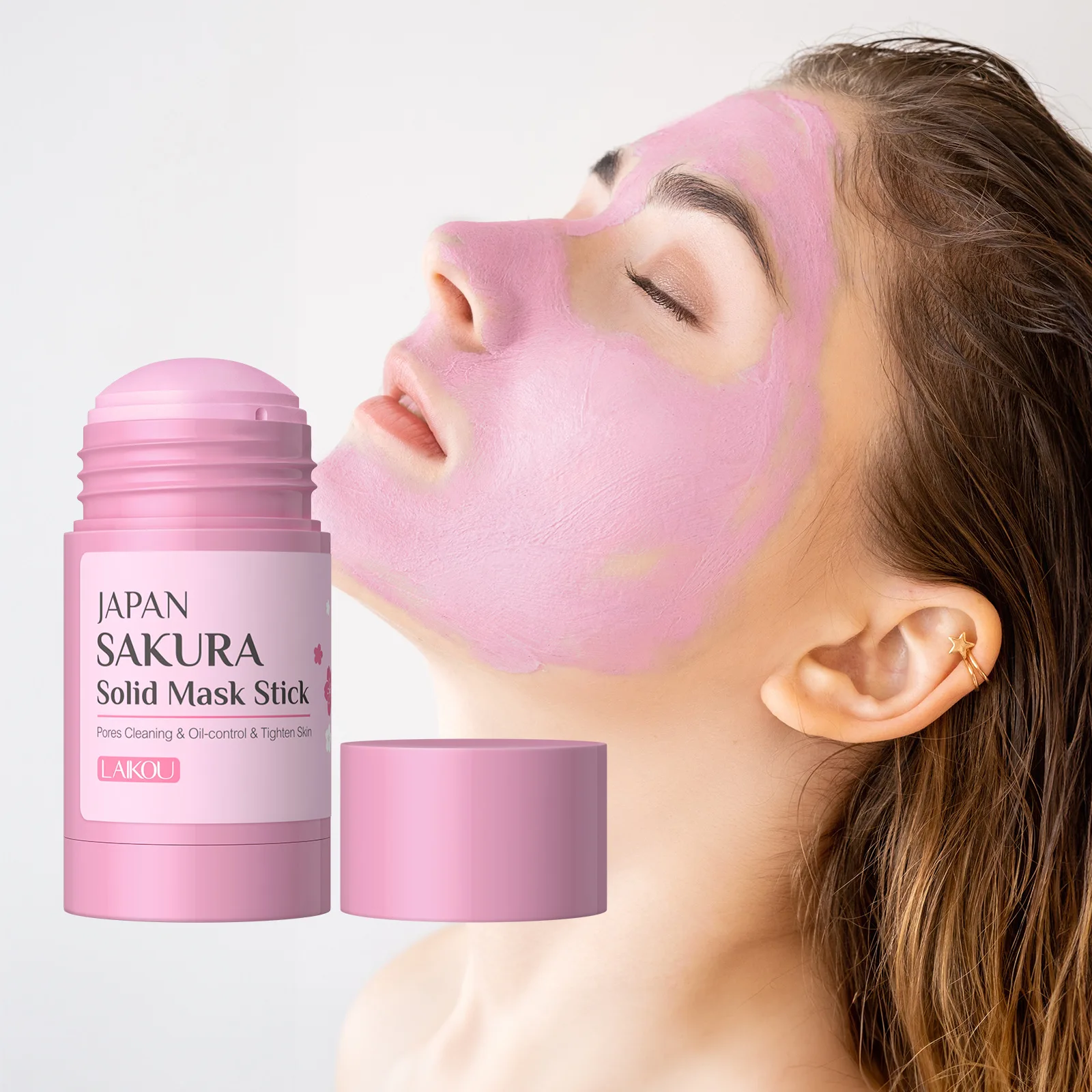 LAIKOU Sakura Solid Face Mask Stick Deep Cleanser Facial Mask Reduces Blackhead Pores Oil Control Moisturizing Mud Face Mask 45g