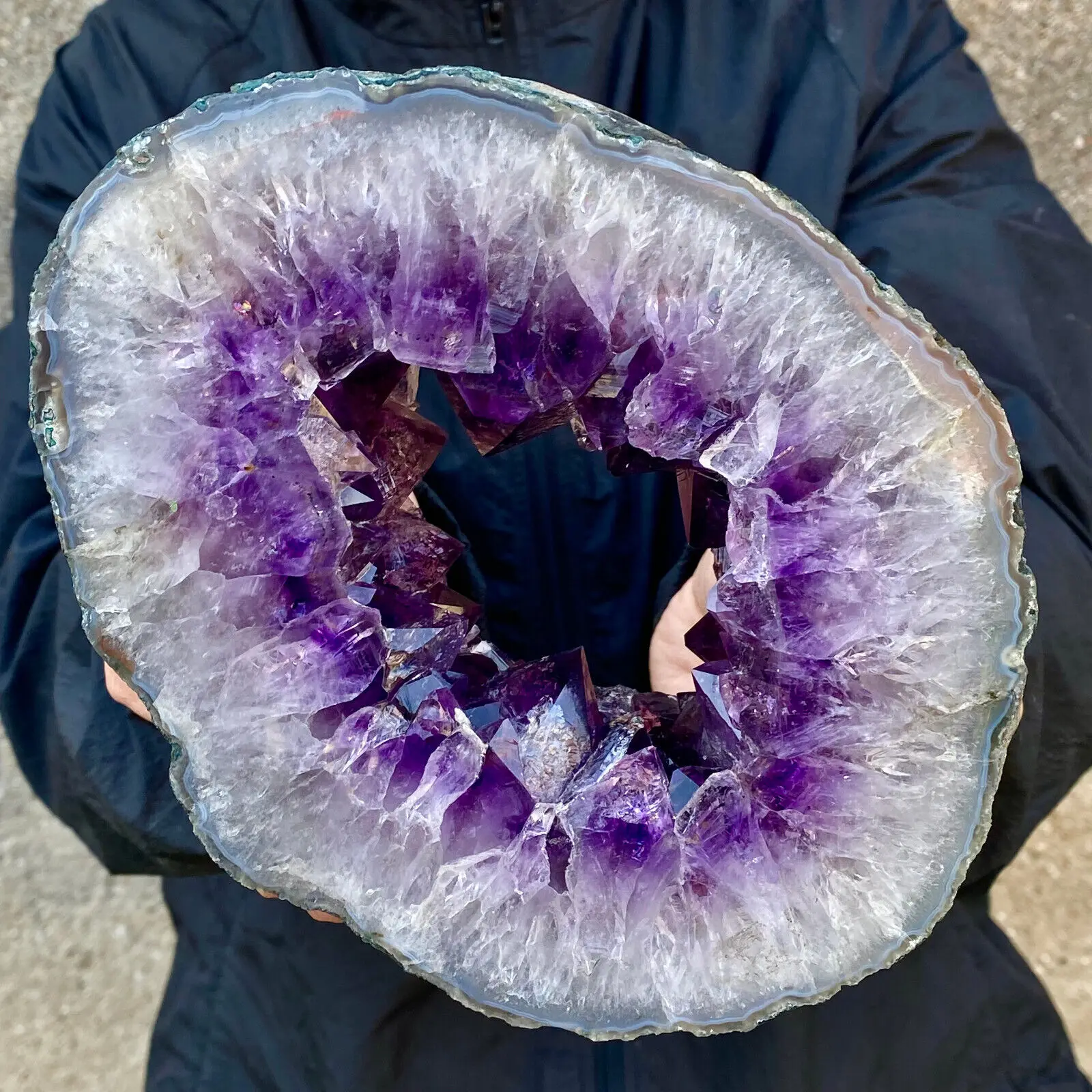 Magical Natural Amethyst Cave Cluster Slice, Purple Crystal Quartz Cluster, Mineral Reiki Healing Gemstone, Home Degaussing Deco