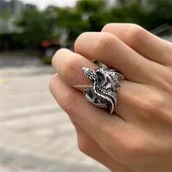 Black Dragon Opening Rings for Women Men Retro Personality Hip Hop Rock Finger Jewelry Dragon Family Accessories طيز بنات صغار