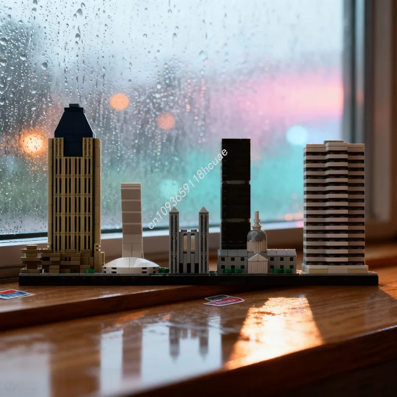 

899 деталей MOC: Архитектурная модель горизонта Монреаль, конструктор, игрушка для сборки, DIY-набор, кирпичики, подарок на Рождество и День рождения для детей