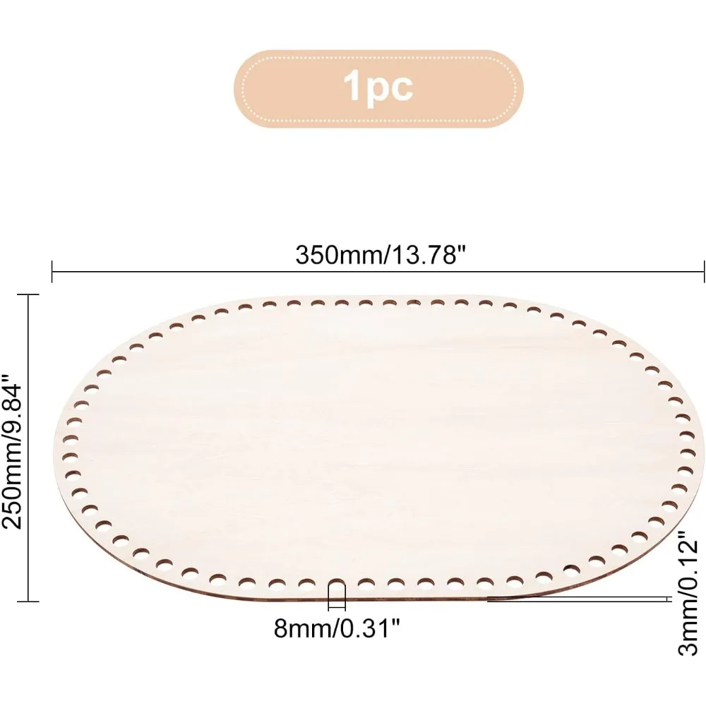 1pc Wooden Bag Bottom Oval Natural Wood Base Shaper 13.7x9.8\