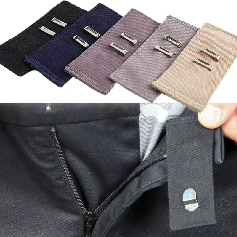 1pcs Cotton Extenders Elastic Extended Buttons Adjustable Clothes Fastener Trousers Pants Jeans Waist Belt Extension Snap Buckle