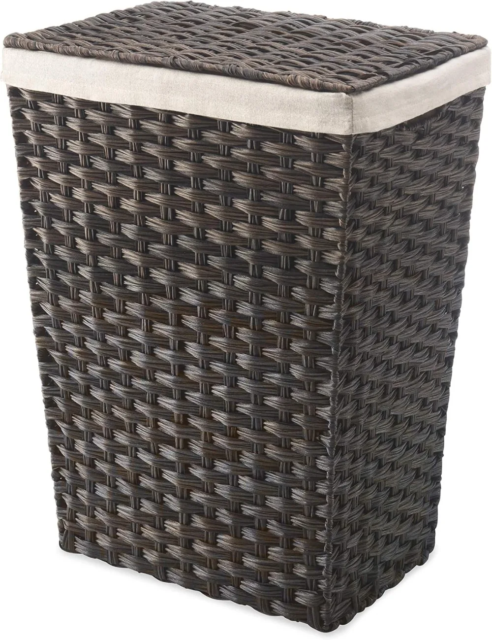 

Rattique Laundry Hamper with Lid and Removable Liner - Espresso Suitable in The Bathroom Laundry Room