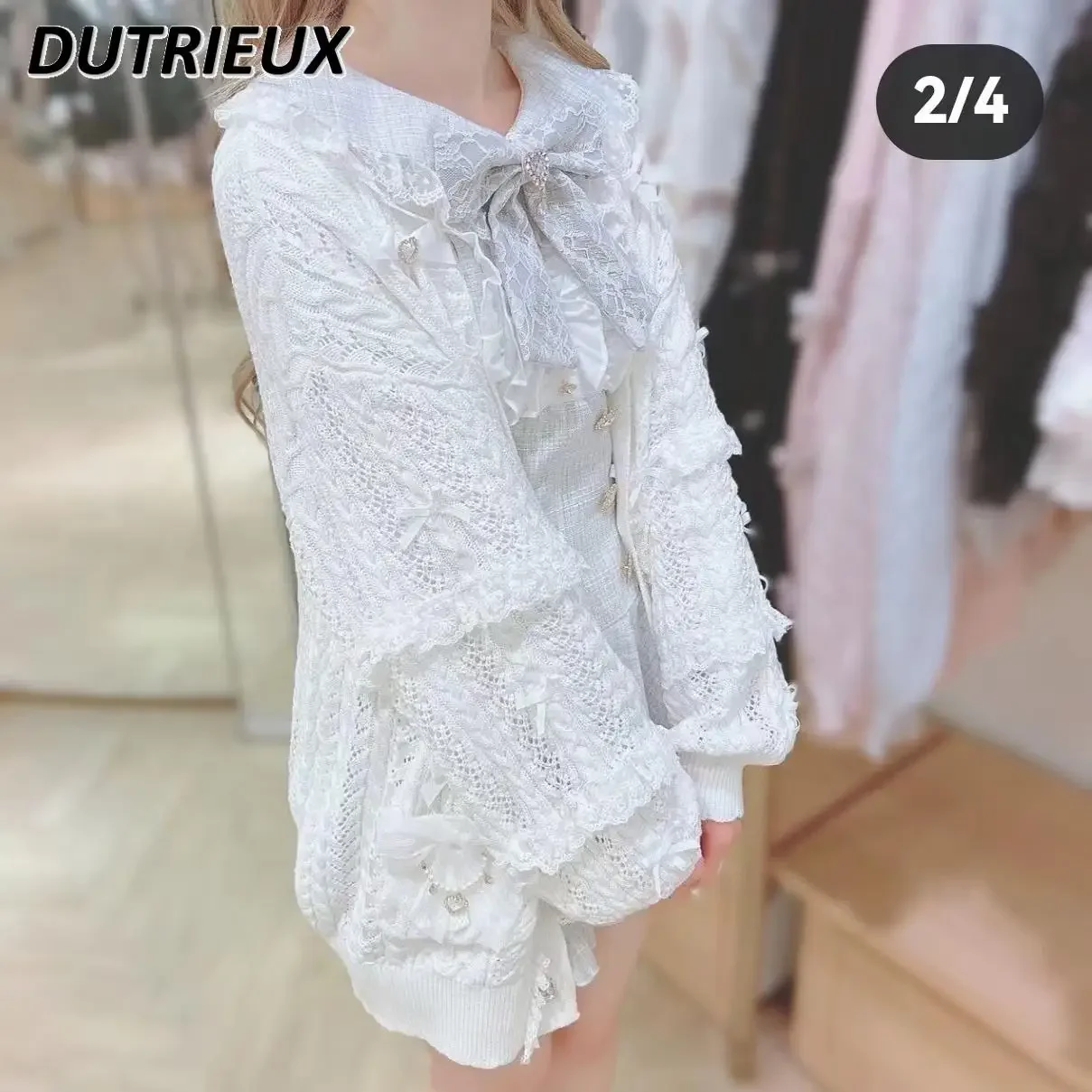 Japanese Autumn and Winter New Love Knitted V-neck Loose Sweater Jacket Mine Sweet Cute Women Long-sleeved Knitted Cardigan