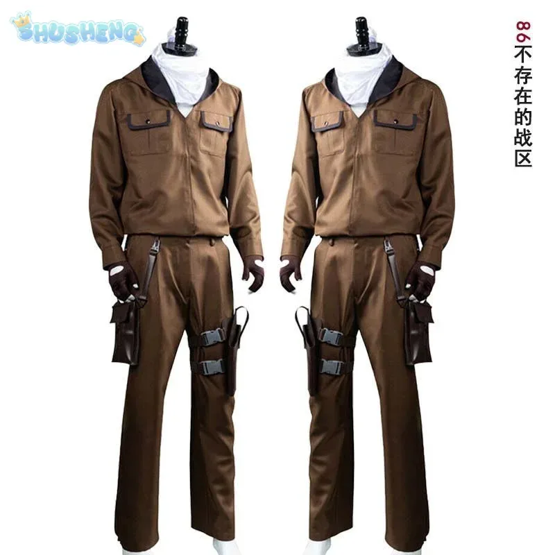 

COSda@Shinei Nouzen Undertaker 86- Eighty Six - Cosplay Costume Halloween Party Handsome Coat Waist Bag Glove Belt Set Man Unifo