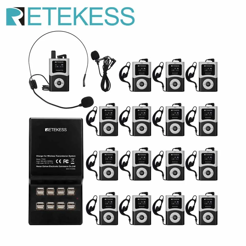 Retekess T130U UHF Tour Guide System Audio Guide Set for Church Translation Visit Tourism Factory Training Teaching Conference