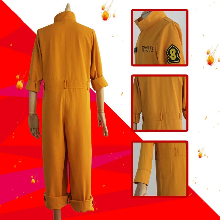 Anime Enn Enn No Shouboutai Fire Force Shinra Kusakabe Cosplay Costume Men Jumpsuit Role Play Fire Service Halloween Party