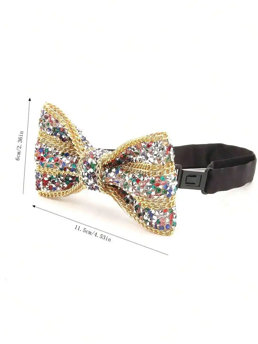 Shiny ABS Reptile Scale Faux Crystal Chain Bow Tie For Men Formal Party Wedding Accessory view 2