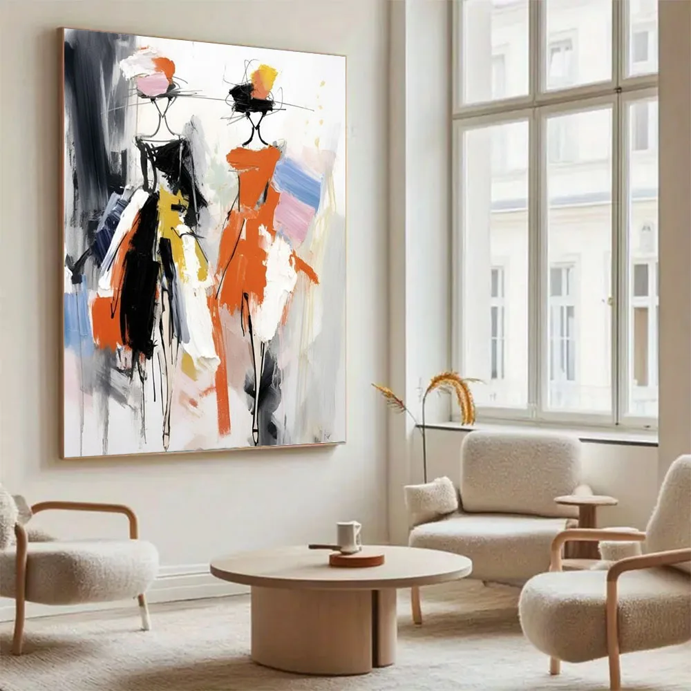 

100% Hand-Painted Abstract Oil Painting Modern Thick Knife Drawing White Flowers Canvas Pictures Wall Art For Home Decor Poster