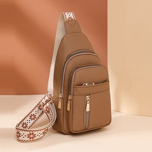 Imagen 2 del producto 1 pieza de bolso cruzado con correa ancha para el hombro de Color sólido, bolso de pecho de moda que puede contener teléfono móvil