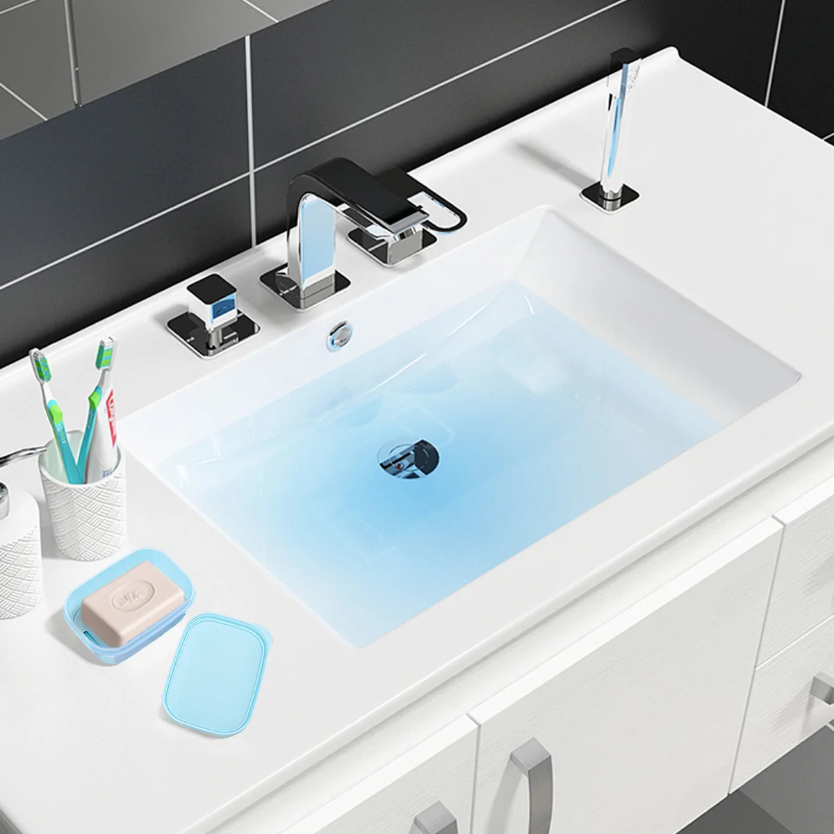 

Ounona Portable Soap Box Case Holder for Travel Home Hiking Camping Gym Lightweight Blue Interlayer Drains Water Keeps Soap Dry