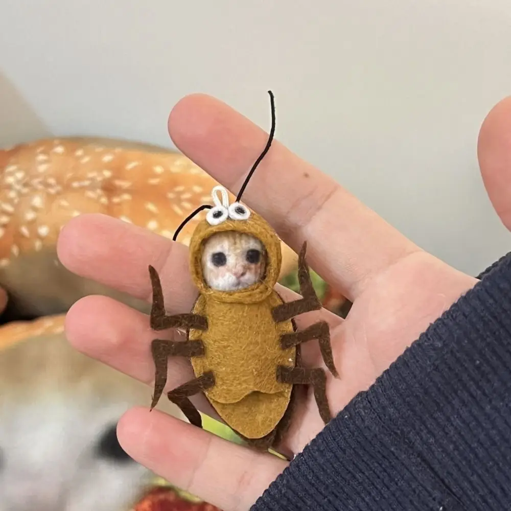 Creative Design Cartoon Cockroach Cat Material Material Package Doll Keychain Cockroach Cat Keychain Material Phone Pendant