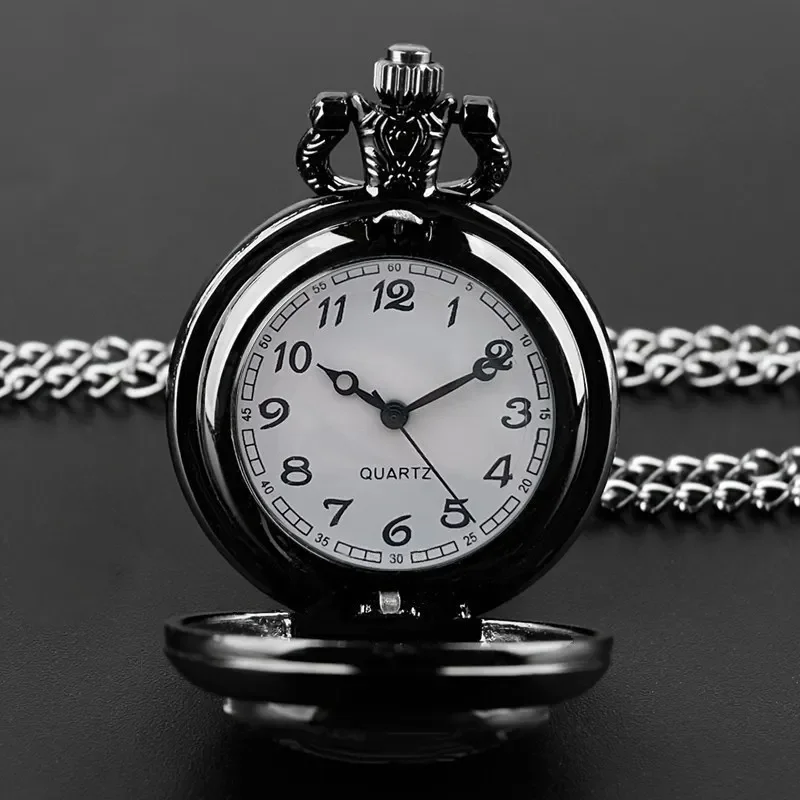 Vintage-Style Clever Crow Exquisite Pocket Watch - Quartz Movement, Round Dial, Unique Black Necklace Souvenir Gift For Children