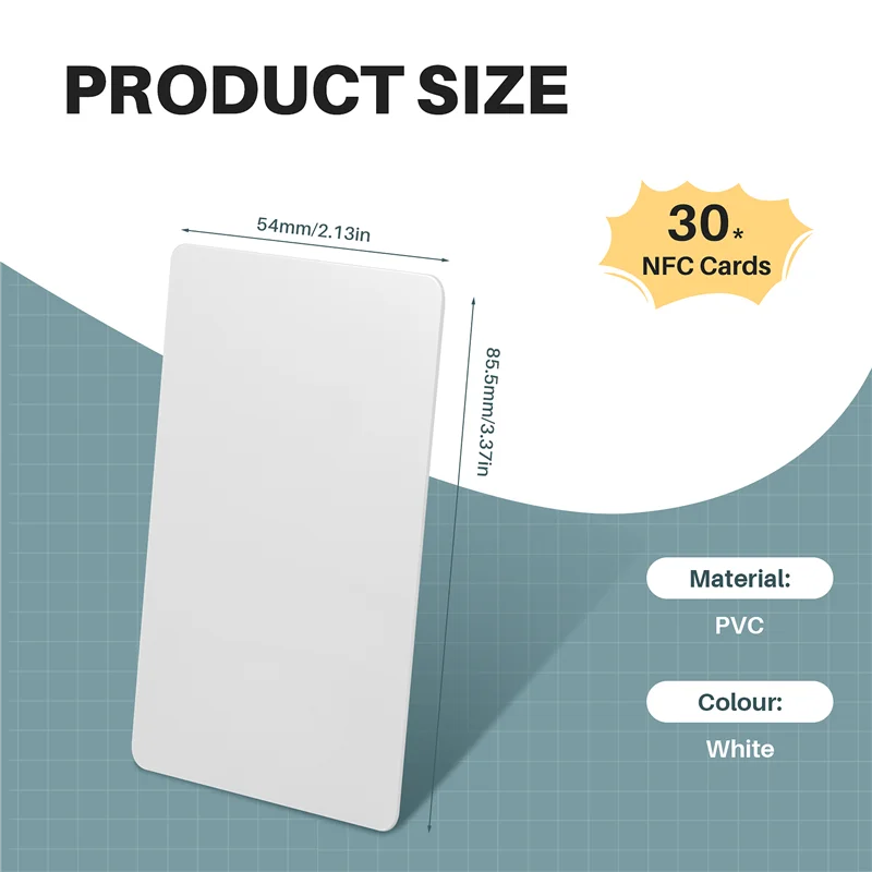 NTAG215 카드용 ABMF-30Pcs 비접촉식 Nfc 카드 태그 504바이트 읽기-쓰기 PVC 카드 휴대용